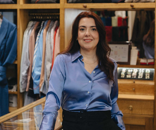 Lizandra cutter at Budd stood in the shop