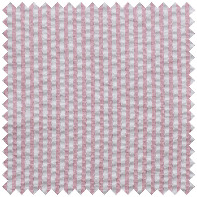 Pink striped seersucker shirt fabric swatch