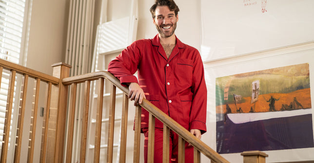 Mens red silk pyjamas