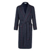 Navy blue windowpane check Fox Flannel wool dressing gown 