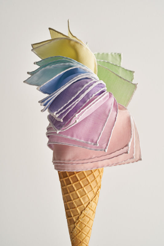 Plain Batiste Cotton Pocket Square in White