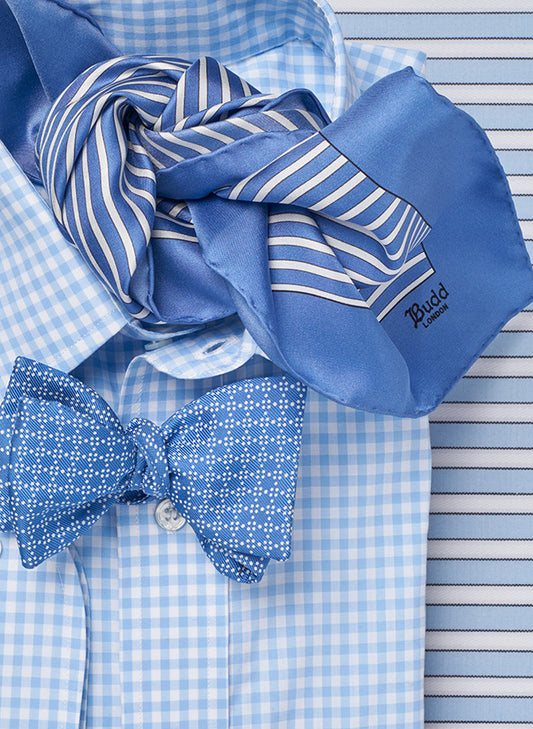 Budd stripe silk pocket square and bow tie