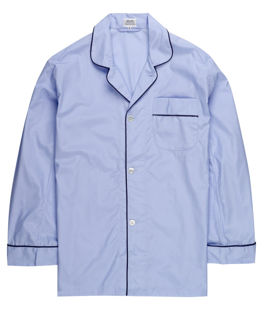 Plain Poplin Pyjamas in Sky Blue and Navy