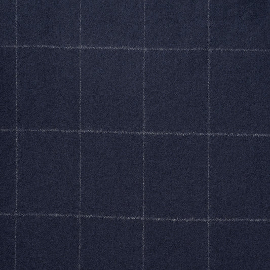 Windowpane Fox Flannel Wool Dressing Gown in Navy