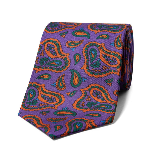 Bold Paisley Madder Silk Tie in Purple