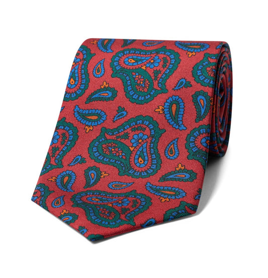 Bold Paisley Madder Silk Tie in Red