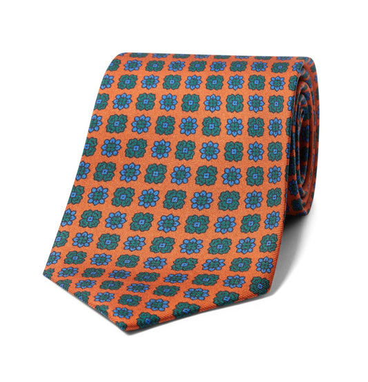 Neat Floral 40oz Madder Silk Tie in Rust