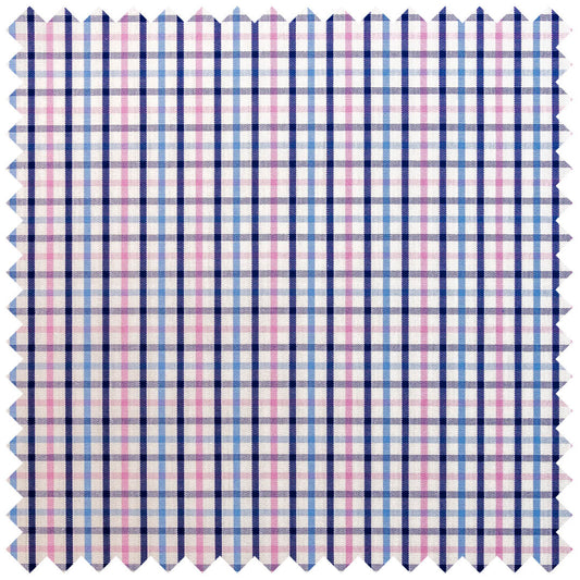 Multi Check Poplin in Pink, Sky and Navy