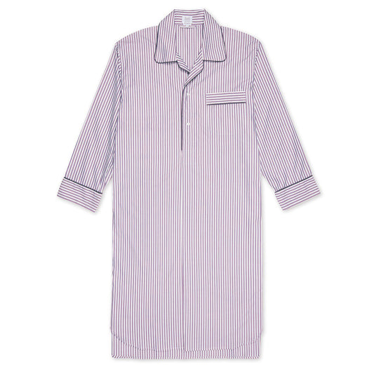 Exclusive Budd stripe cotton nightshirt in lilac