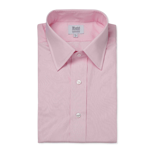 Classic Fit Plain End on End Double Cuff Shirt in Pink