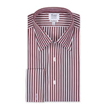 Classic Fit Exclusive Budd Stripe Double Cuff Shirt in Burgundy