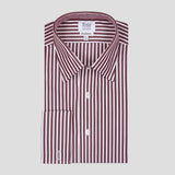 Classic Fit Exclusive Budd Stripe Double Cuff Shirt in Burgundy