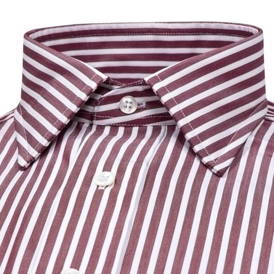 Classic Fit Exclusive Budd Stripe Double Cuff Shirt in Burgundy