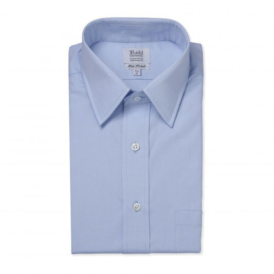 Classic Fit Plain Pinpoint Oxford Button Cuff Shirt in Sky Blue