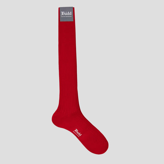 Cashmere and Silk Long Socks in Scarlet Red
