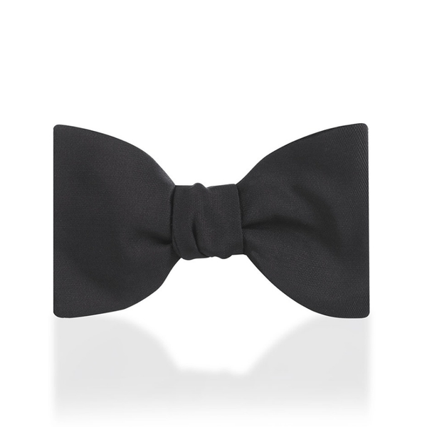 Black barathea silk bow tie 