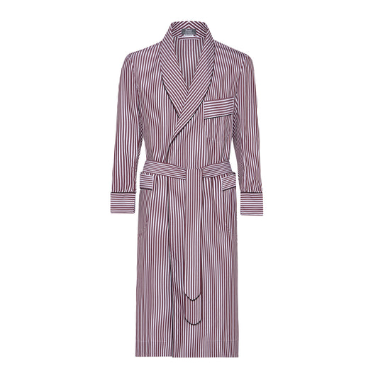 Exclusive Budd Stripe Dressing Gown in Burgundy