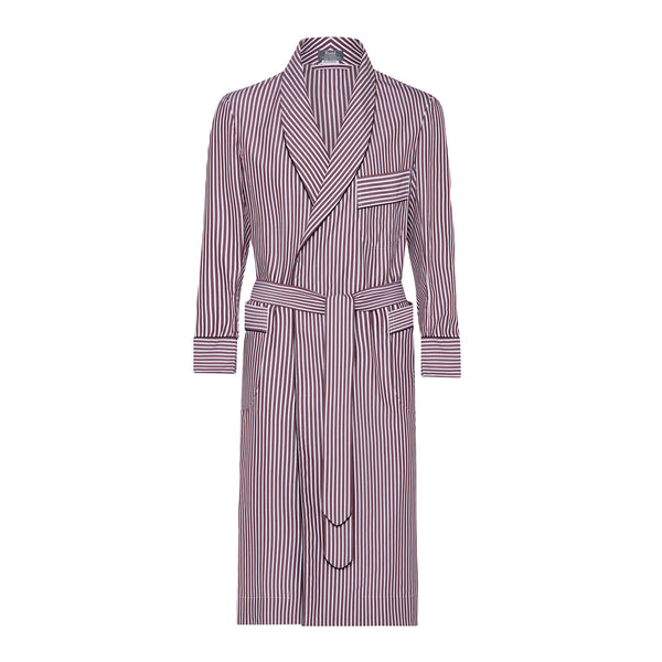 Exclusive Budd Stripe Dressing Gown in Burgundy