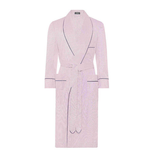 Exclusive Budd Stripe Cotton Dressing Gown in Pink