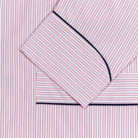 Exclusive Budd Stripe Cotton Dressing Gown in Pink