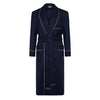 Plain Wool Dressing Gown in Navy and Cream