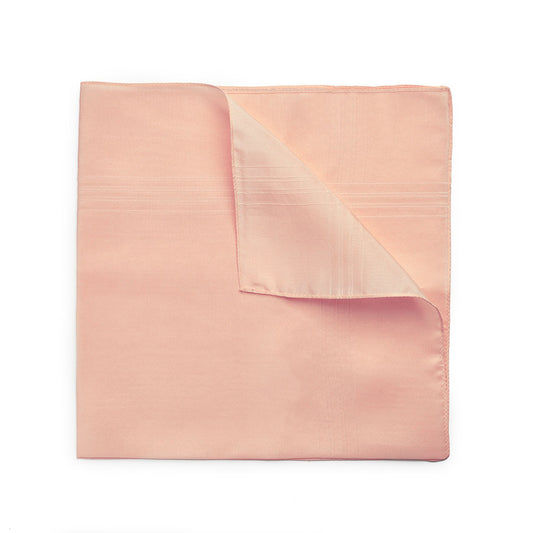 Plain Silk Machine Edged Pocket Square in Peach