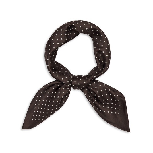Polka Dot 27inch Silk Square in Brown