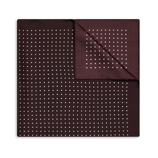 Polka Dot 27inch Silk Square in Wine