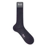 Plain Cashmere and Silk Short Socks in Dark Grey