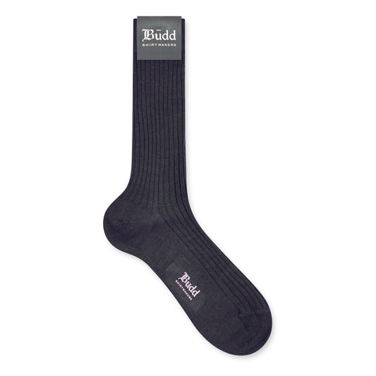 Plain Cashmere and Silk Short Socks in Dark Grey