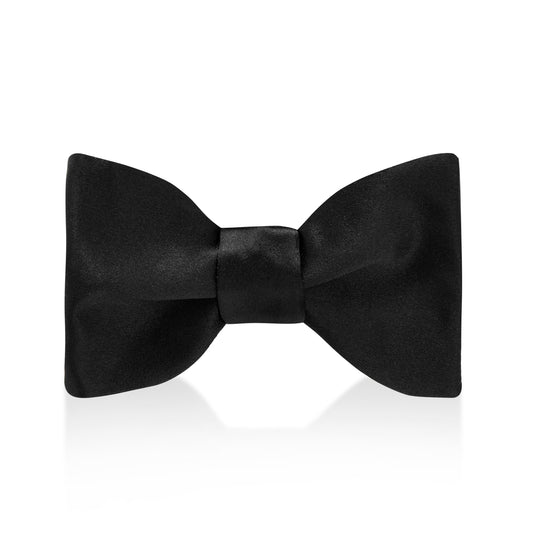 Silk Satin Single End Bow Tie in Black
