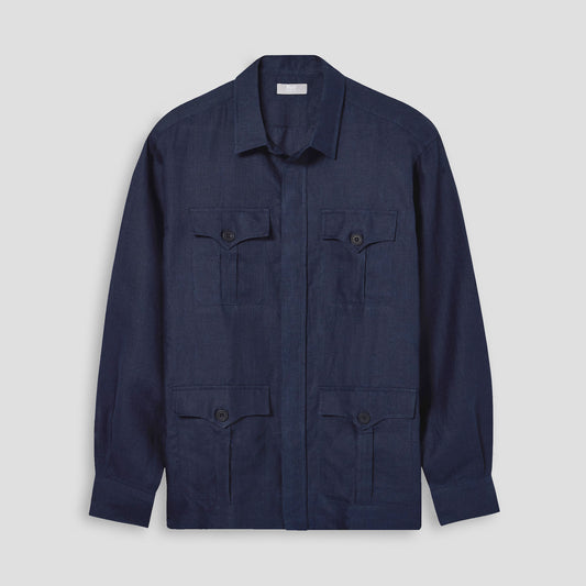 Solbiati Linen Safari Shirt in Indigo