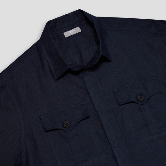 Solbiati Linen Safari Shirt in Indigo