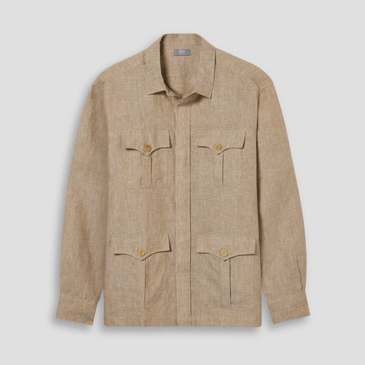 Solbiati Linen Safari Shirt in Sand