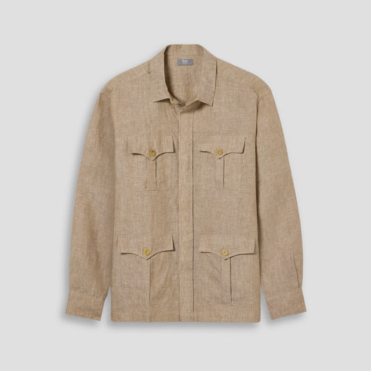 Solbiati Linen Safari Shirt in Sand