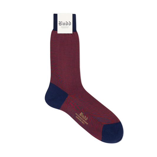 Birdseye Cotton Short Socks in Navy and Orange