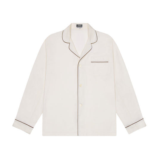 Cotton and Cashmere Classic Pyjamas in Cream and Wine