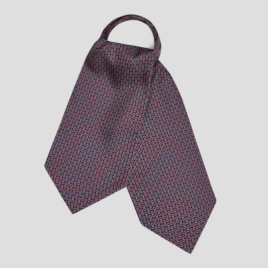 Looping Foulard Silk Cravat in Navy