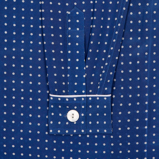 Sleeve detail on women's crepe de chine silk pyjamas iblue