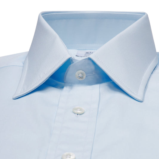 Classic Fit Plain Poplin Button Cuff Shirt in Sky Blue