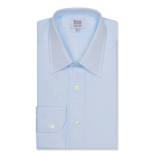 Classic Fit Plain Poplin Button Cuff Shirt in Sky Blue