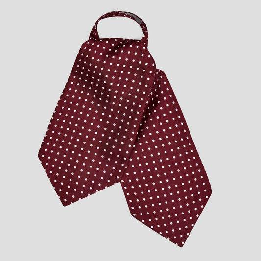 Medium Spot Foulard Silk Cravat in Burgundy and White