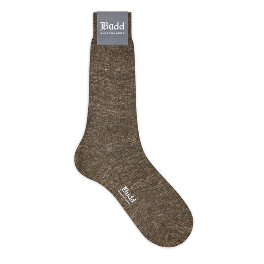 Linen Short Socks in Mocha