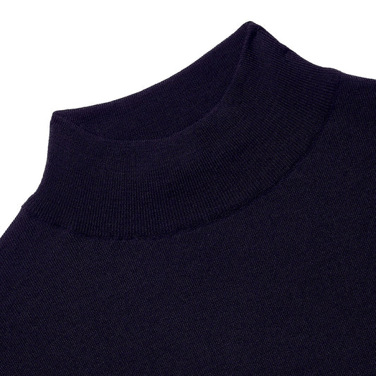 Merino Wool Turtle Neck Jumper in Dark Navy