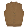 Wilton Scottish Cashmere Sleeveless Cardigan in Caramel Tan