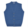 Wilton Scottish Cashmere Sleeveless Cardigan in Coast Blue