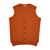 Cashmere sleeveless cardigan in orange