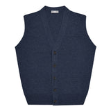 Wilton Scottish Cashmere Sleeveless Cardigan in Cosmos Blue