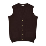 Dark brown sleeveless cashmere cardigan