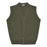 Wilton Scottish Cashmere Sleeveless Cardigan in Loden Green